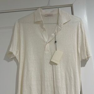 NEW NWT Luca Faloni Cream Elba Linen Jersey Polo Size L Large EU 50